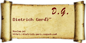 Dietrich Gerő névjegykártya